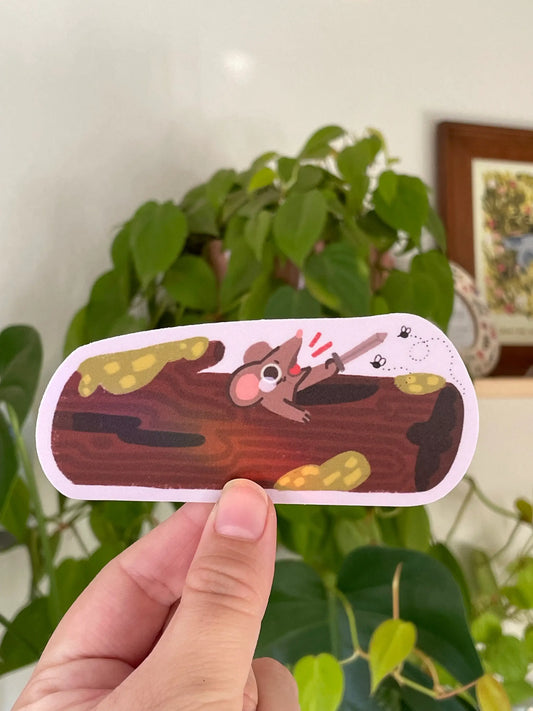 Mouse in a Log Sticker