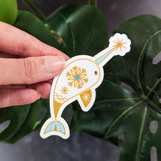 Winter Snowflake Narwhal Vinyl Sticker