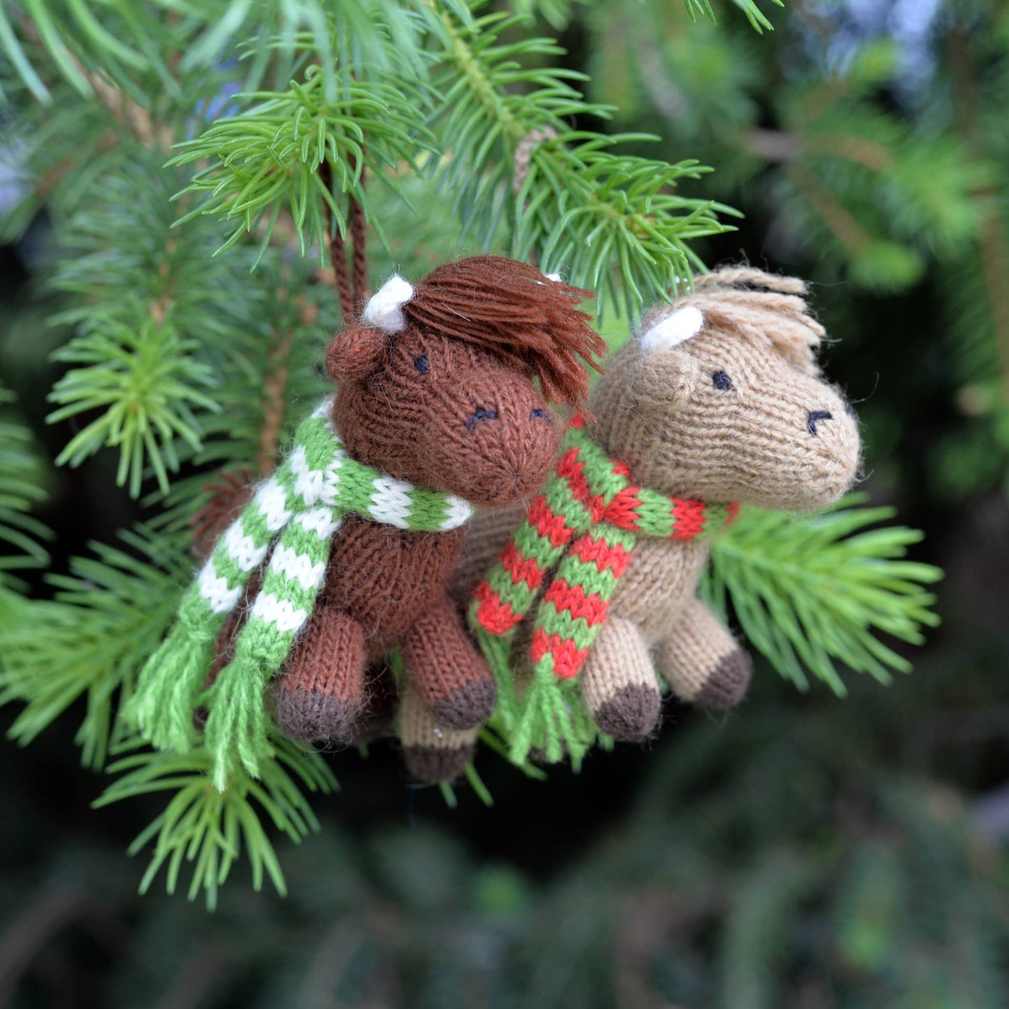 Handmade Knit Highland Cow Holiday Ornament - Fair Trade