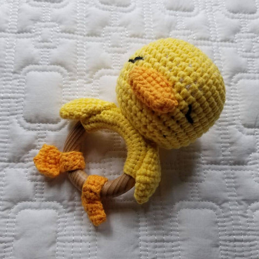 Crocheted Duck Teething Rattle