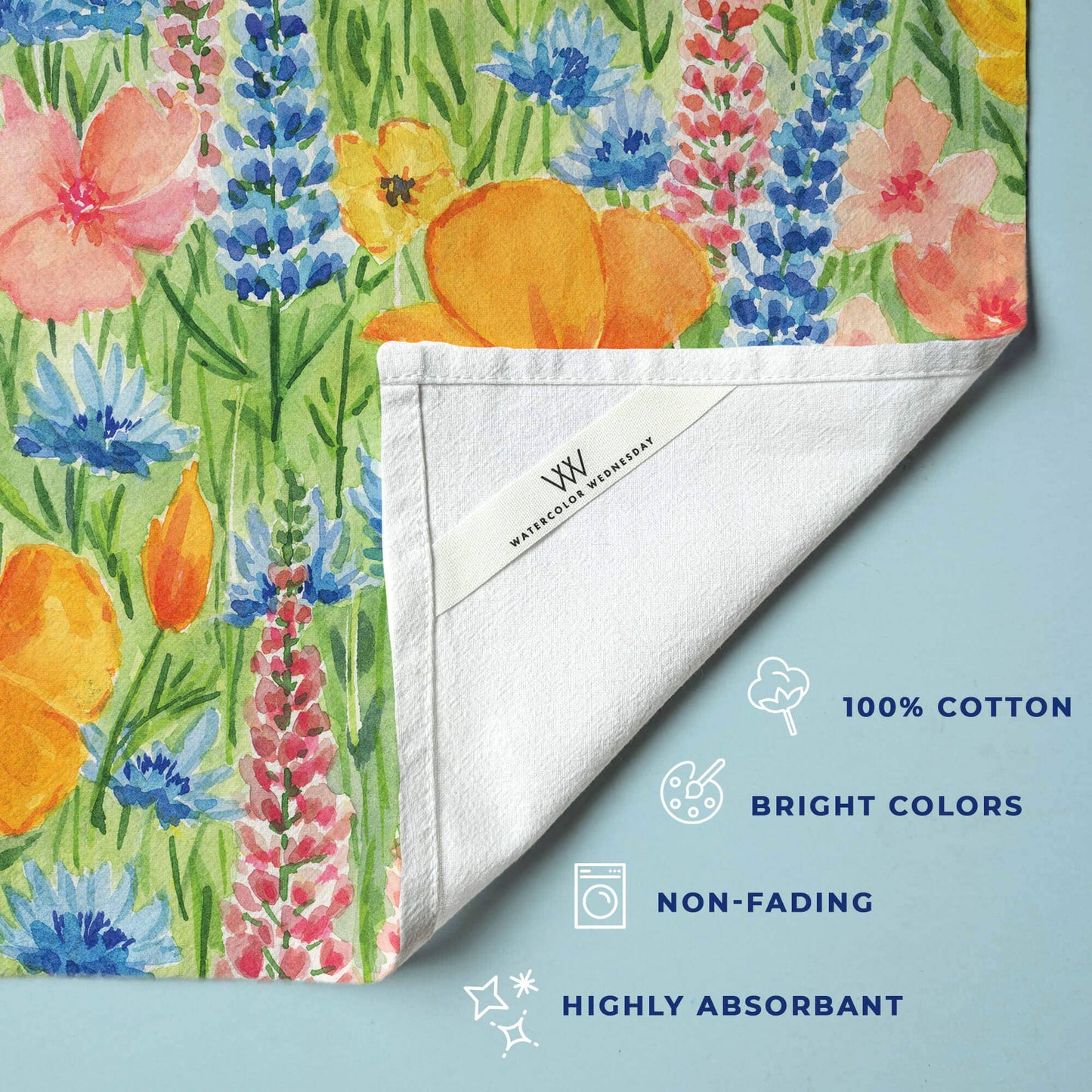 Spring Colors Tea Towel | Wildflower Meadow Kitchen Towel