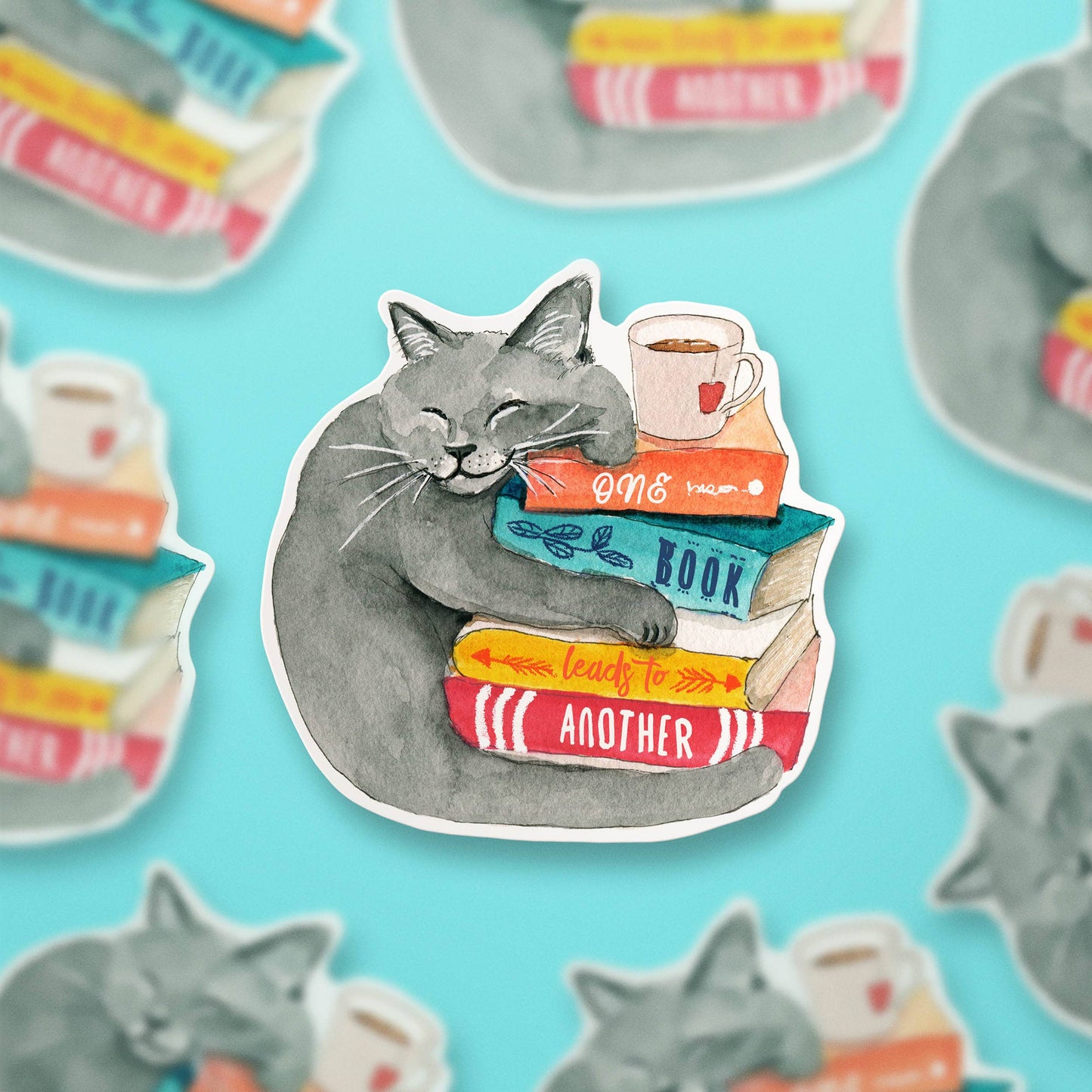 Book Lover Cat Sticker