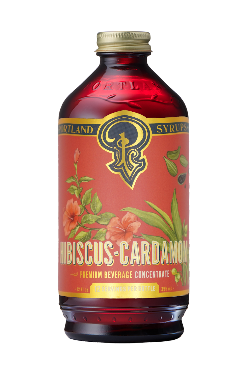 Hibiscus Cardamom Syrup 12oz  - cocktail / mocktail mixer