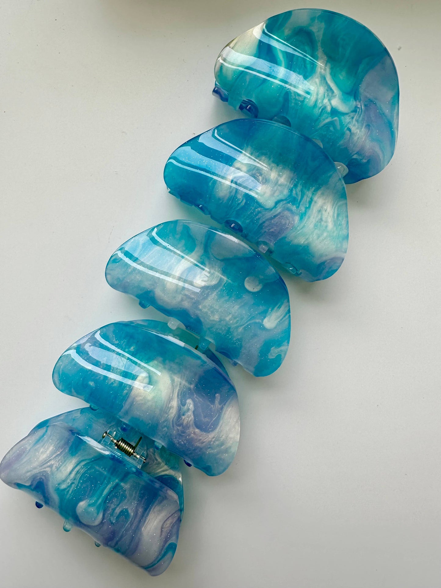 Half Moon Acetate Claw Clip - Sparkly Blue + Purple