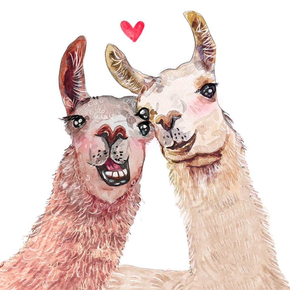 Two Weirdo Llamas Couple Greeting Card