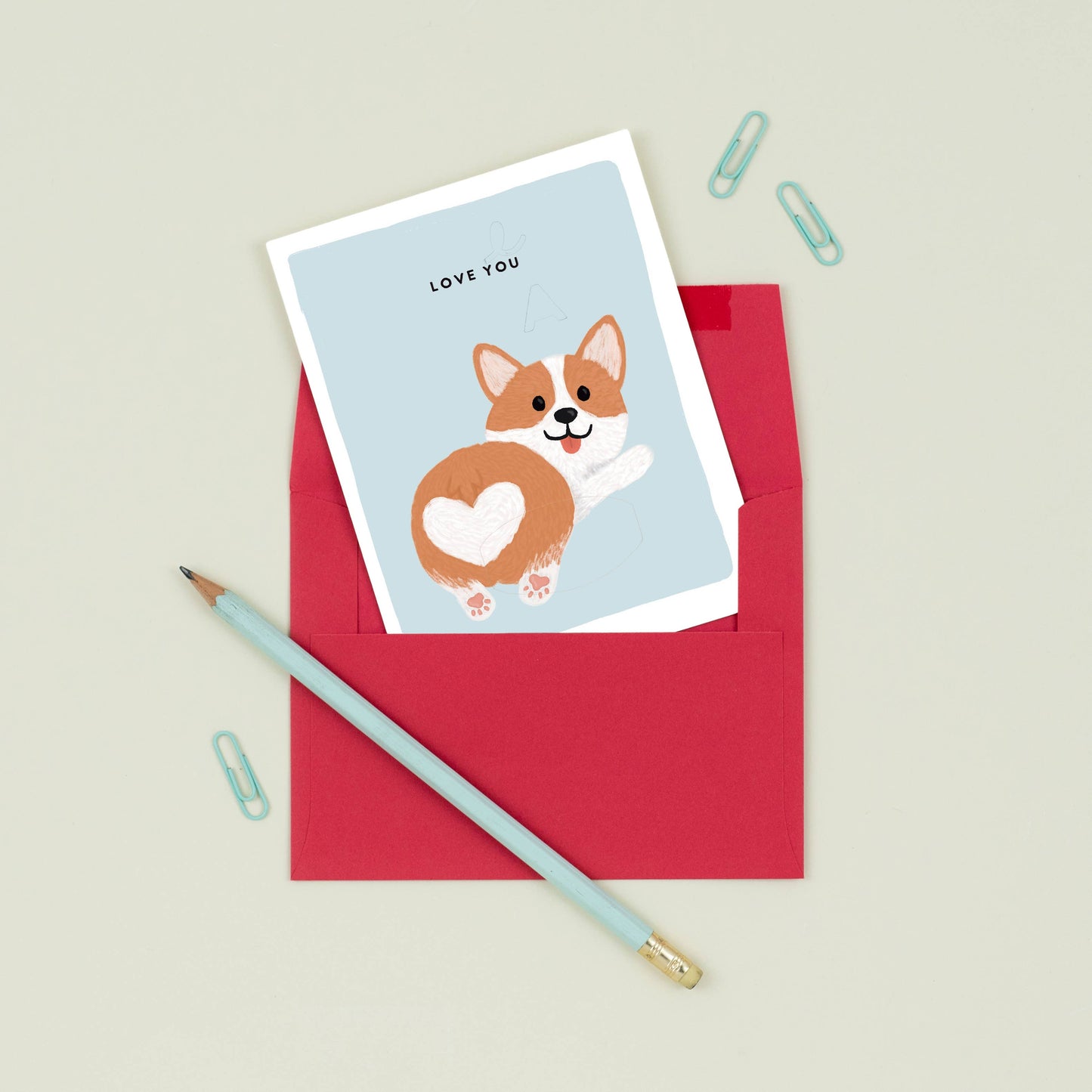 Corgi Love You | Funny Love Friendship Corgi Butt Card