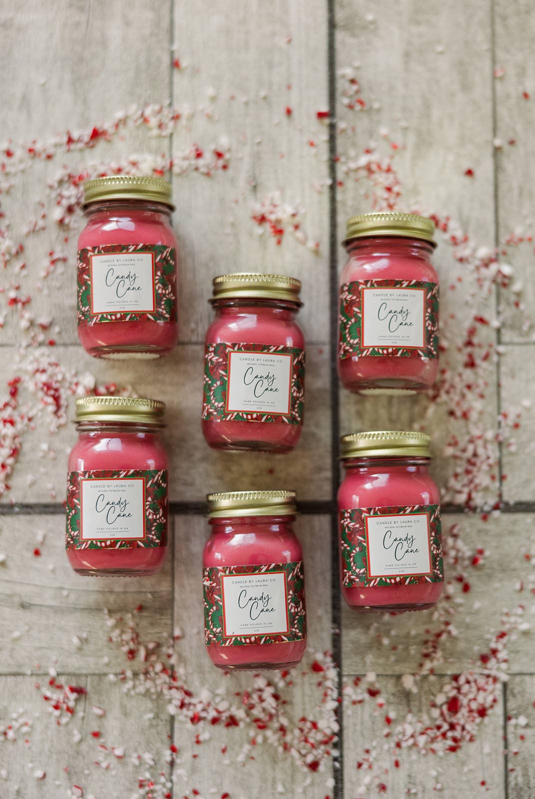 2 oz Mini Mason Candy Cane Soy Jar Candle