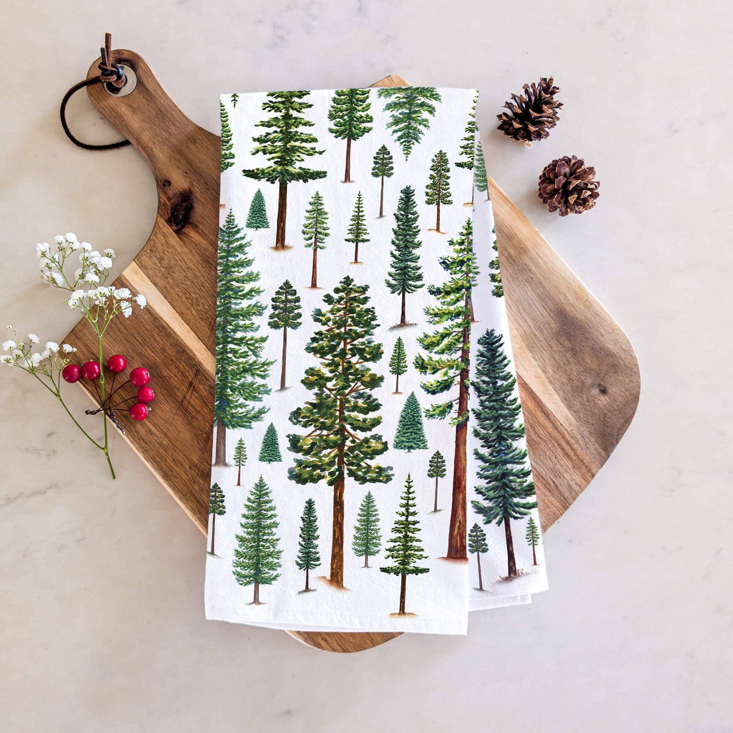 Evergreen Trees Tea Towel | Nature Kitchen Towel