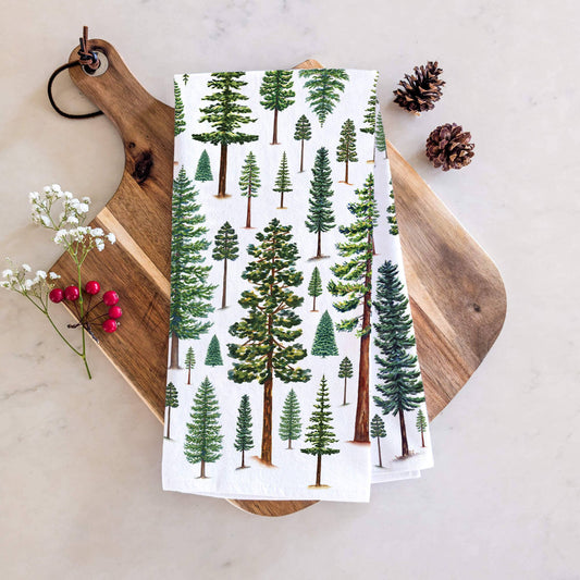 Evergreen Trees Tea Towel | Nature Kitchen Towel