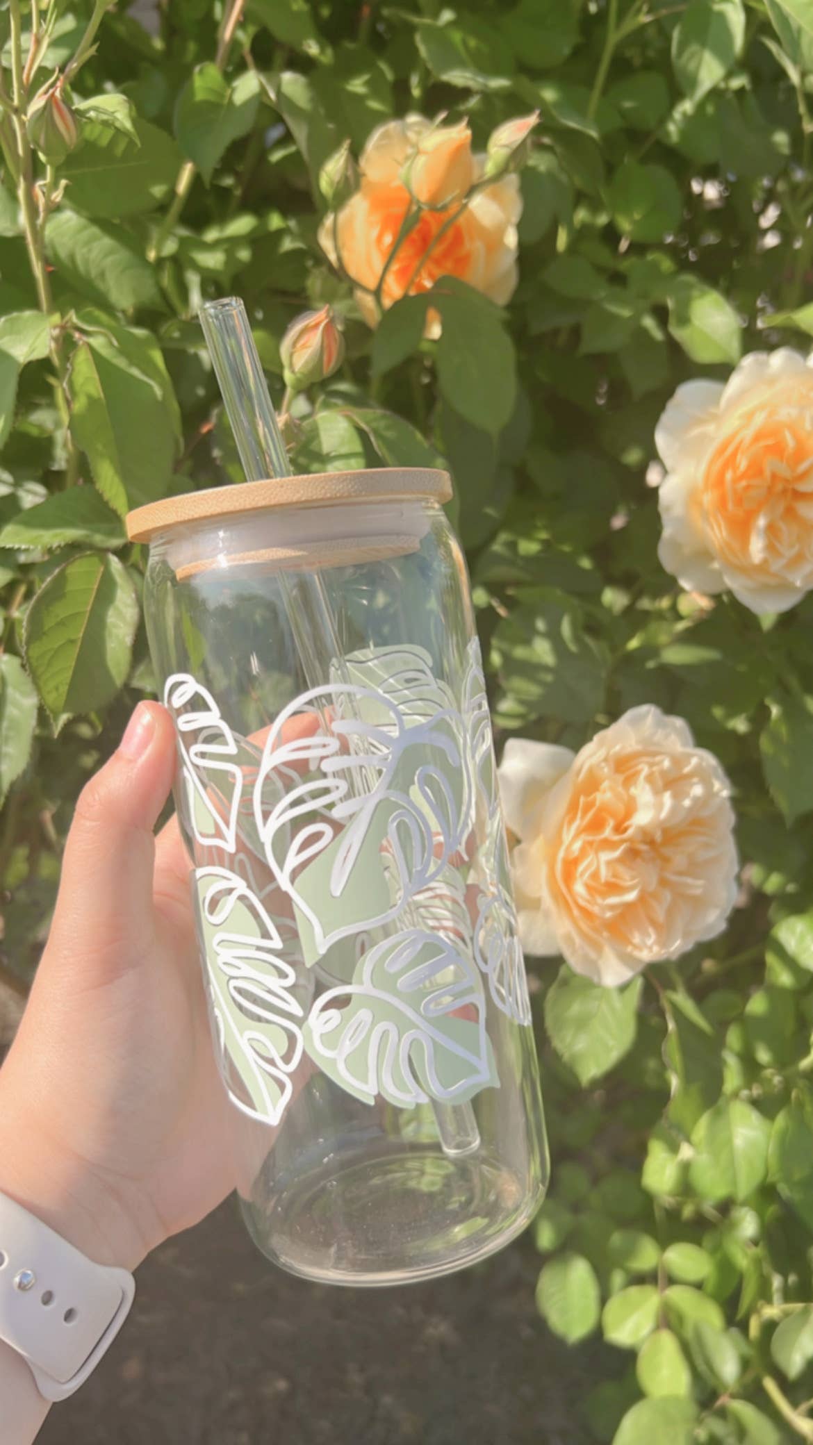 Monstera Cup Iced Coffee Glass
