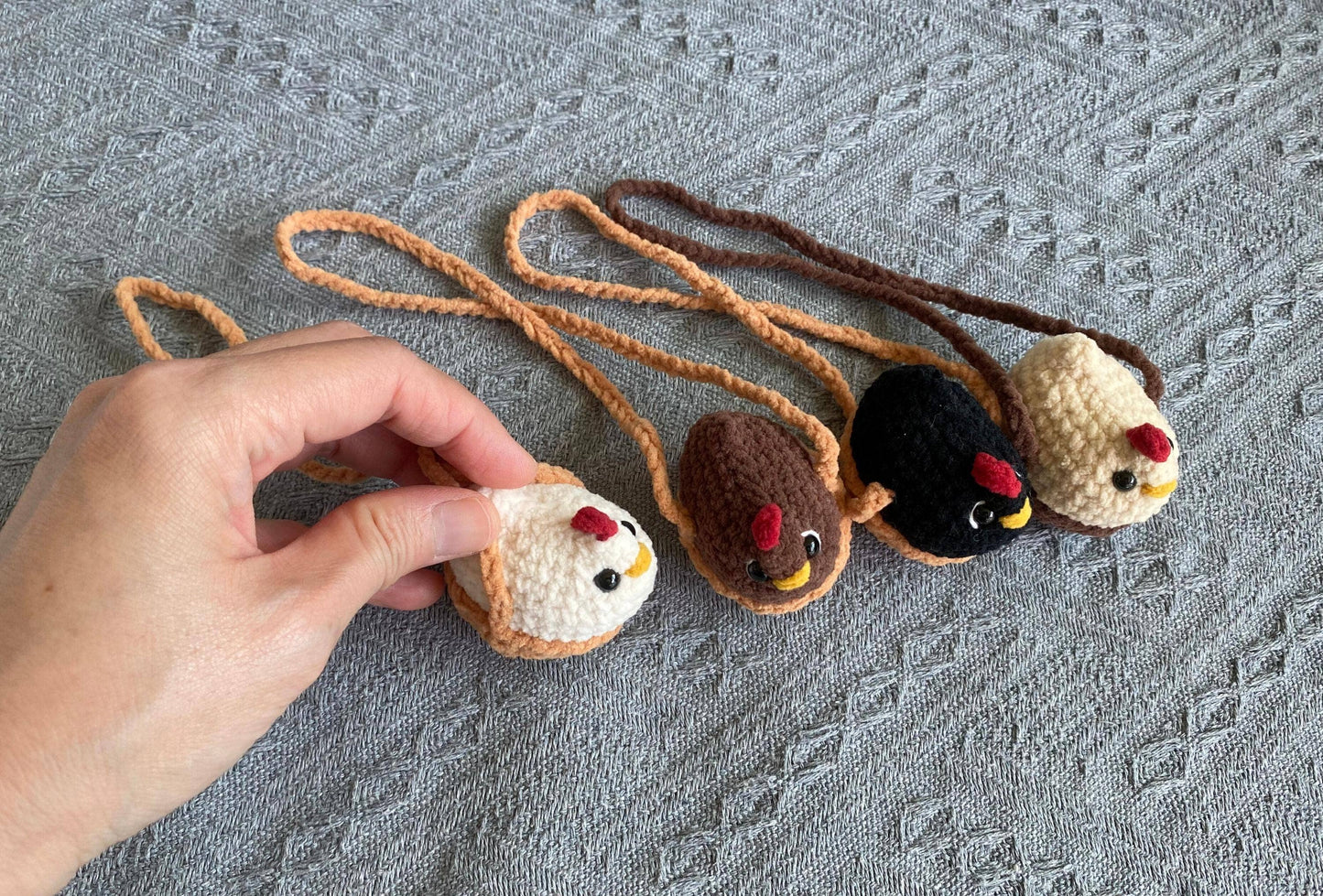 Crochet Chicken Car Hanger, Cute Amigurumi Chicken On Swing