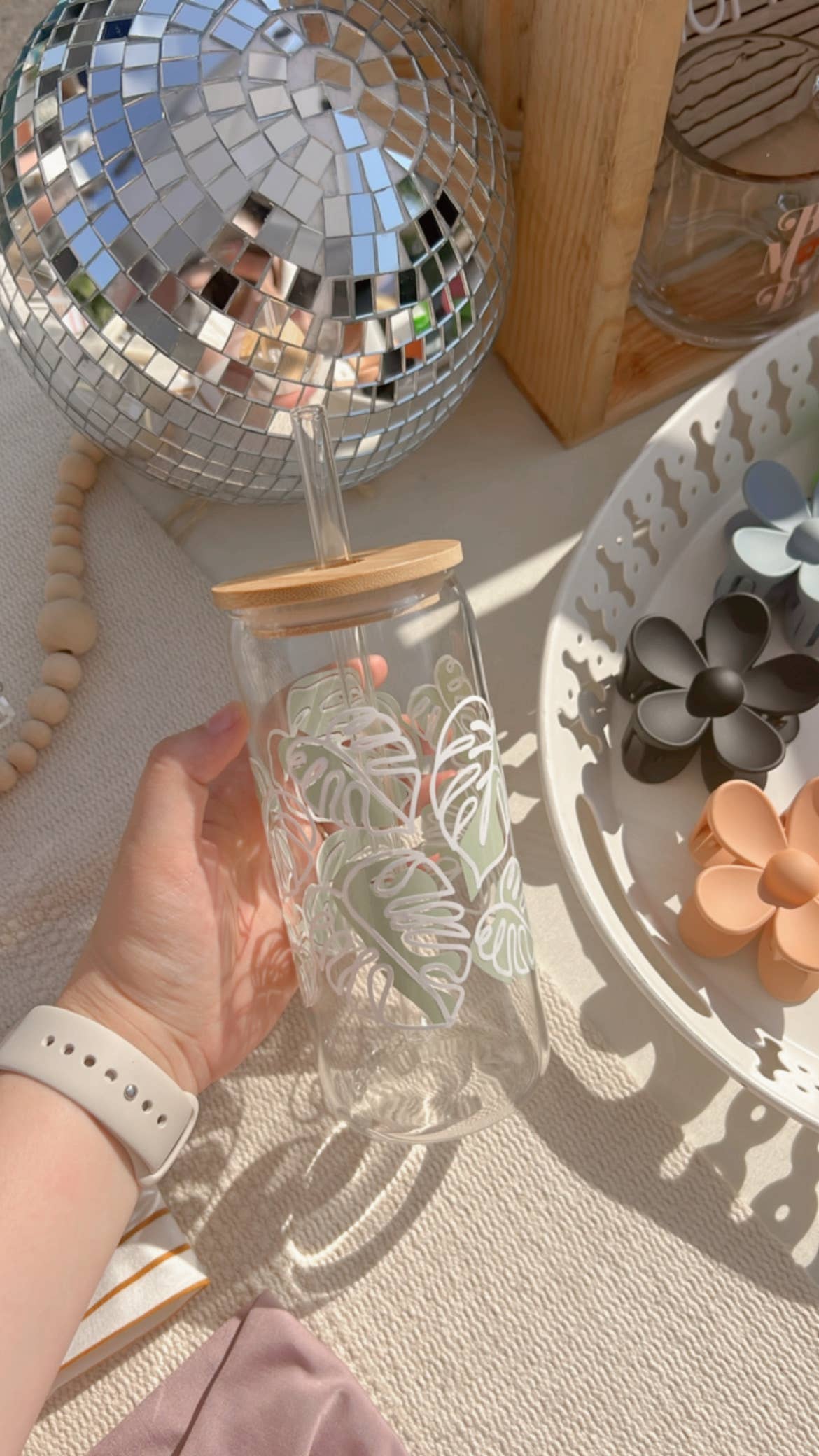 Monstera Cup Iced Coffee Glass