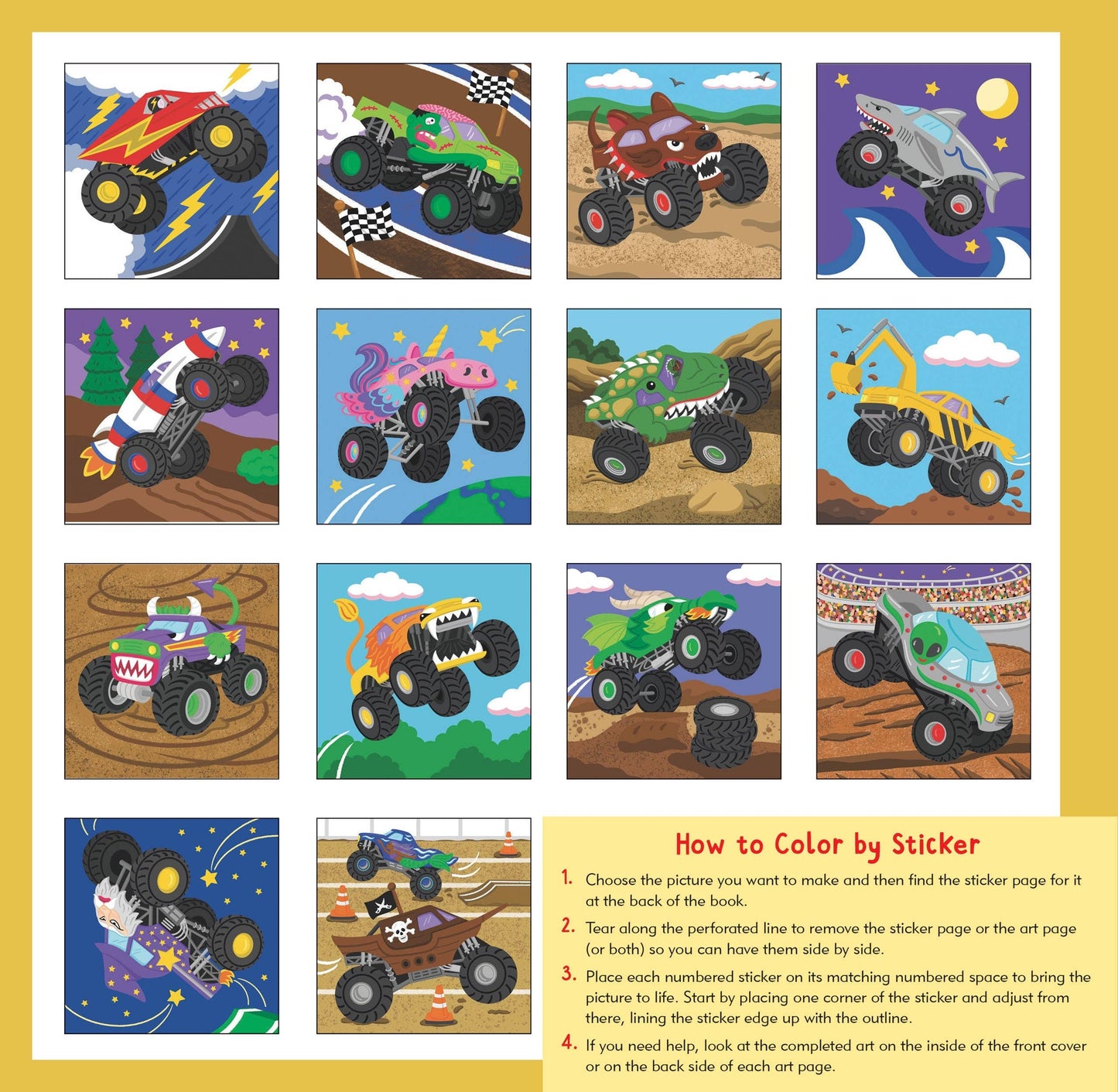 Color-by-Sticker Book - Monster Trucks