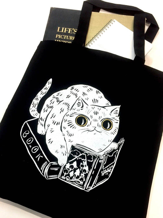 Book Cat Tote Bag