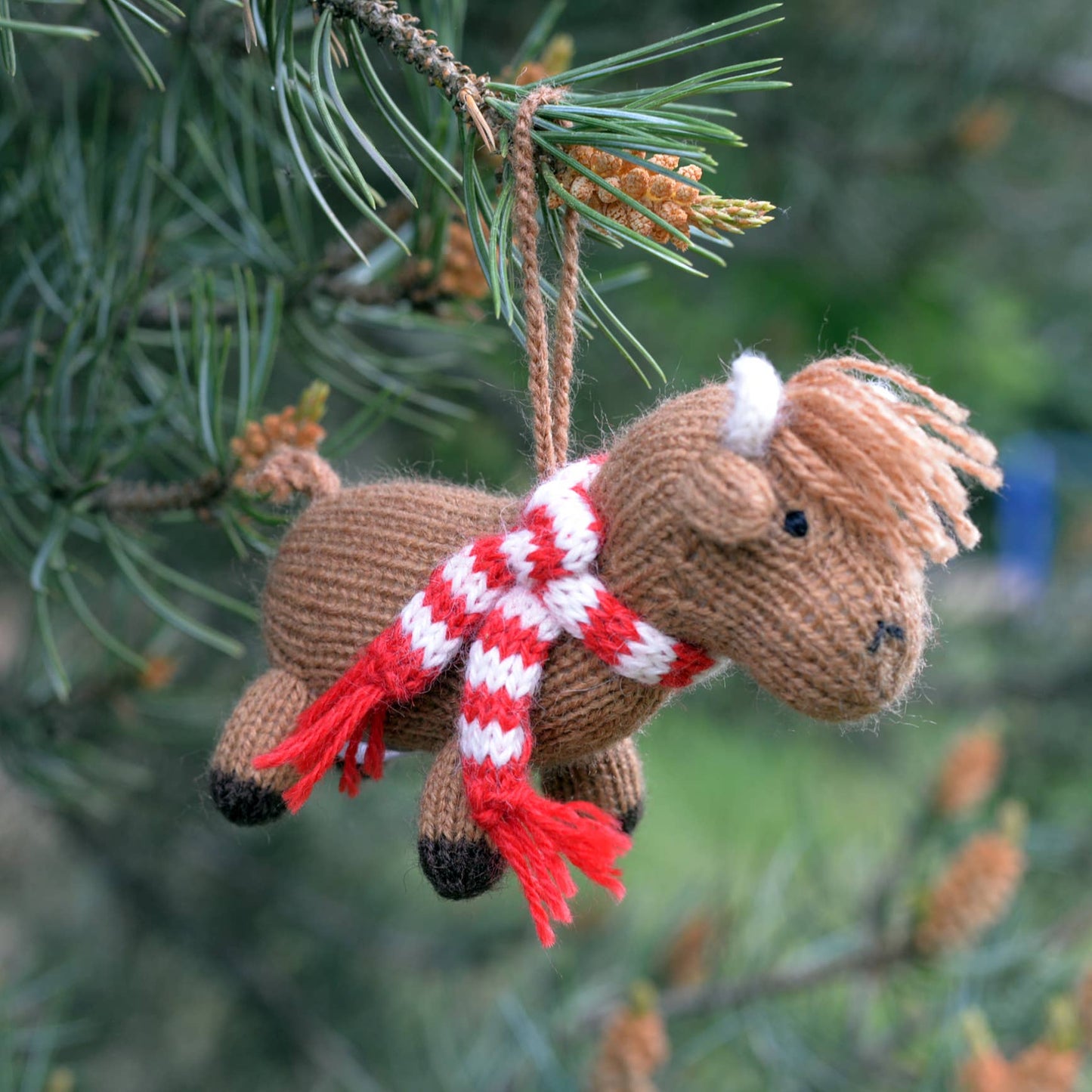 Handmade Knit Highland Cow Holiday Ornament - Fair Trade
