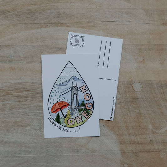 Sending Love from Oregon Raindrop Postcard
