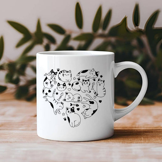 Cat Heart Doodle 11 oz Coffee Mug