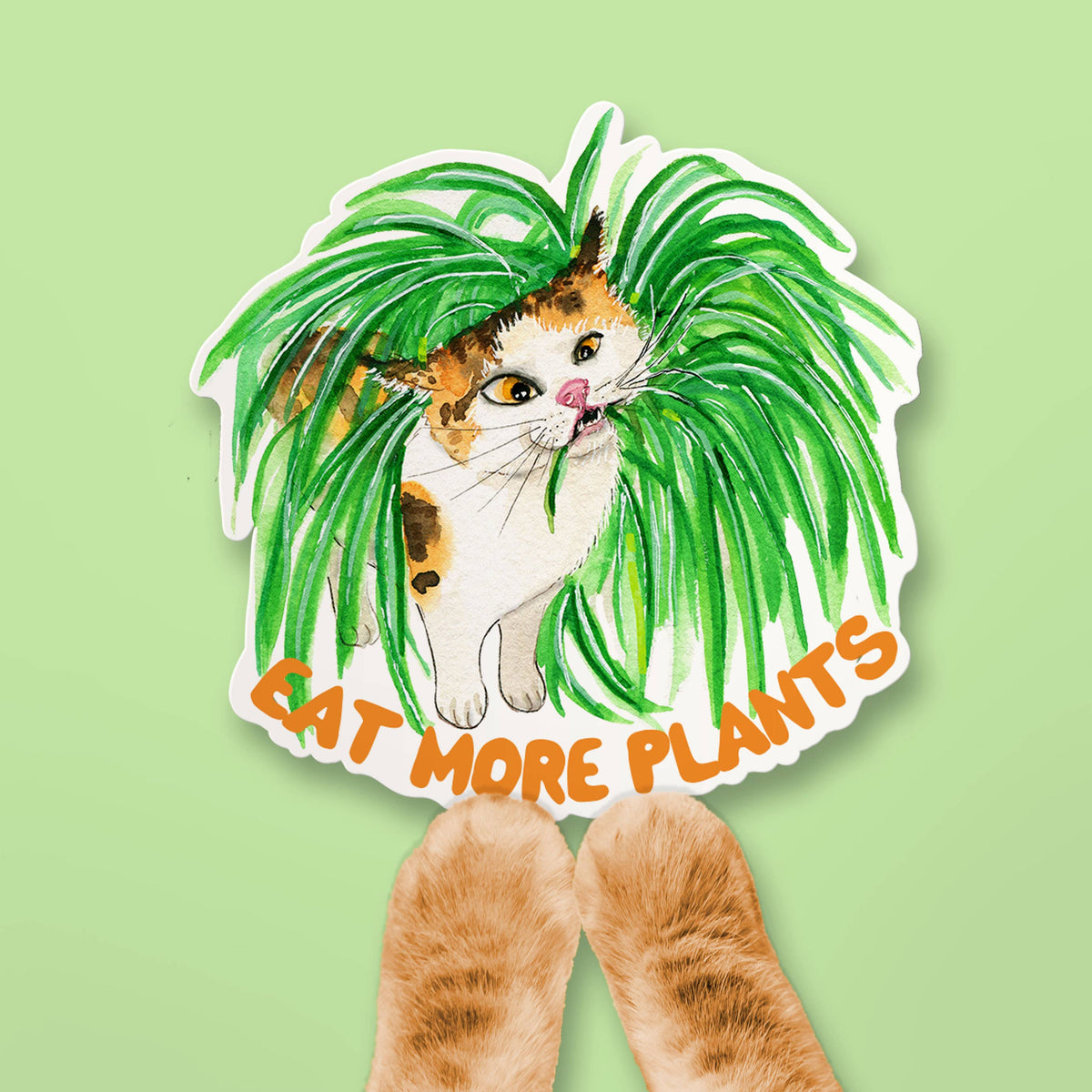 Eat More Plant Cat - Funny Vinyl Stickers