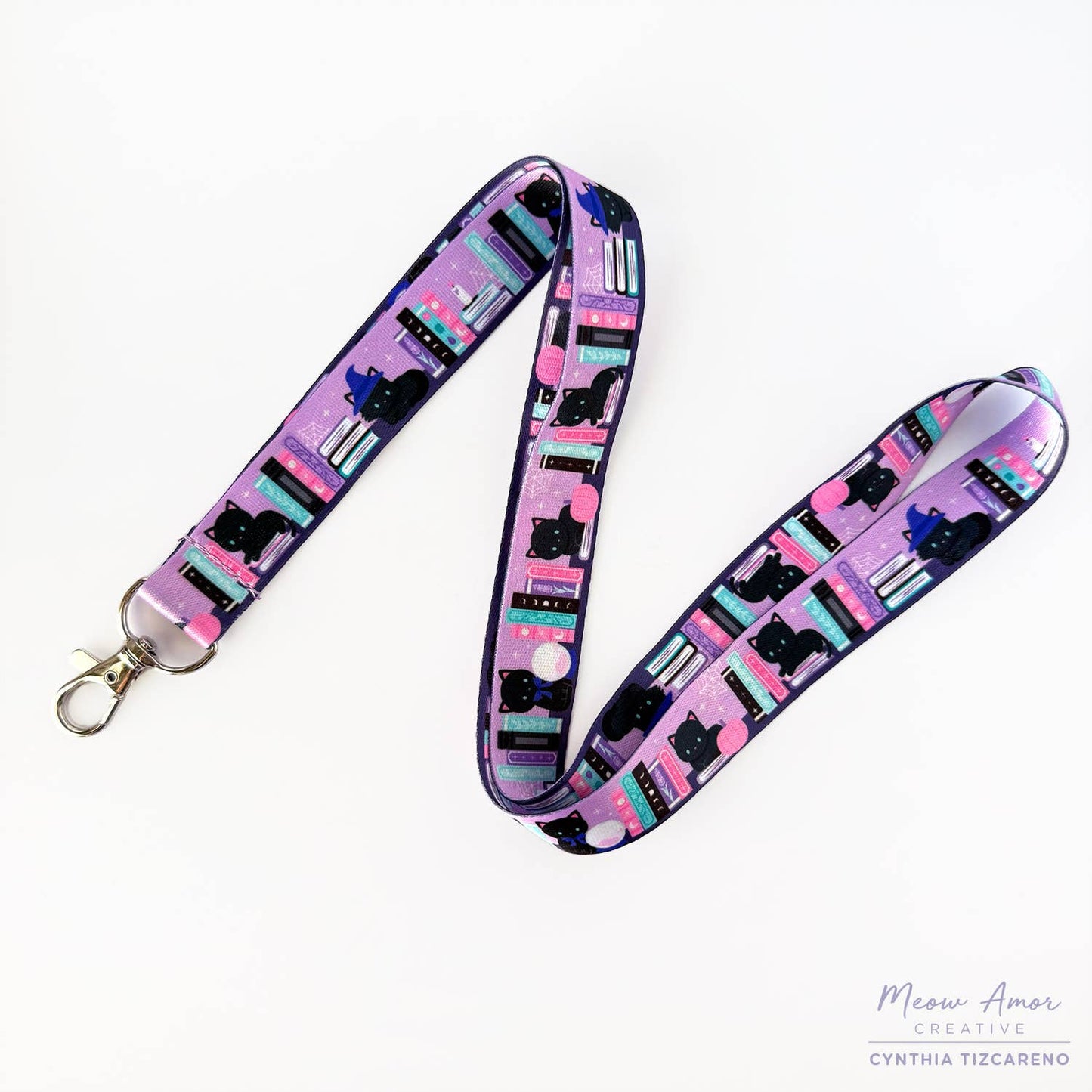 Witchy Books Cats Lanyard
