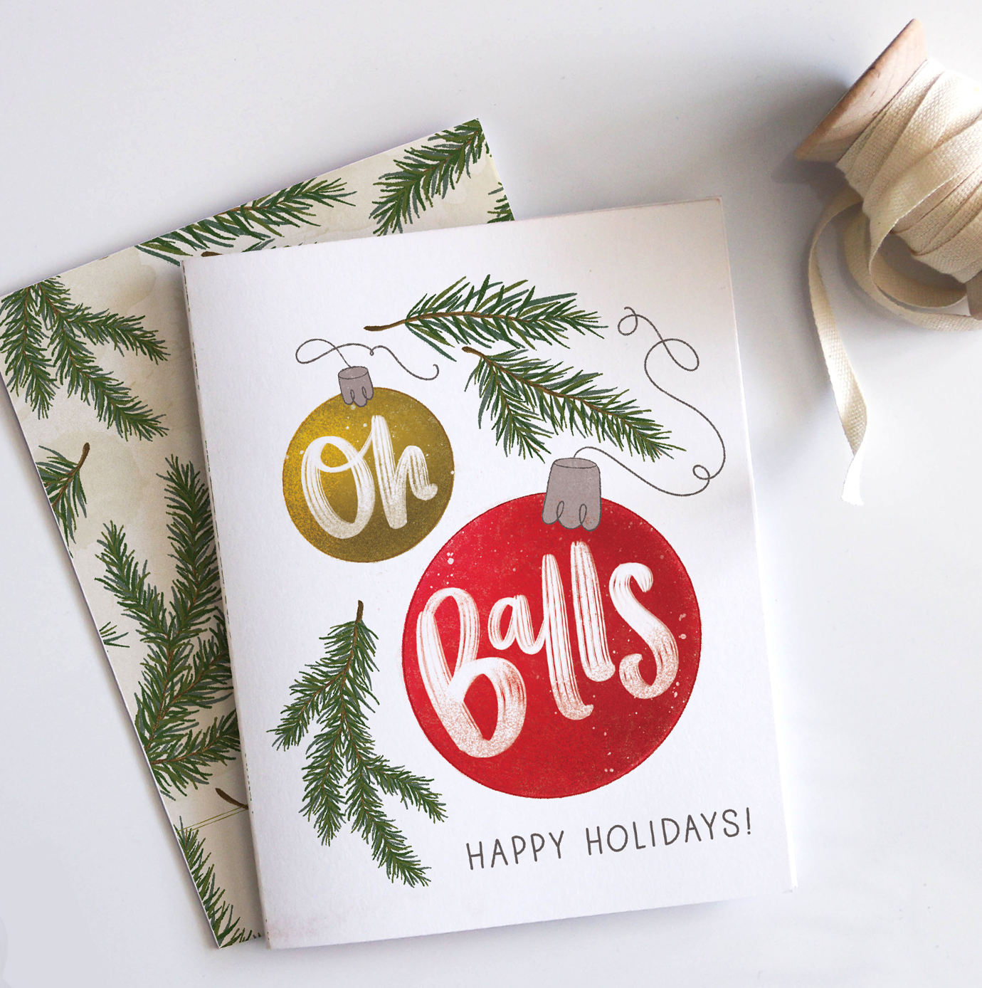Oh Balls | Baubles Funny Christmas Ornament Holiday Card