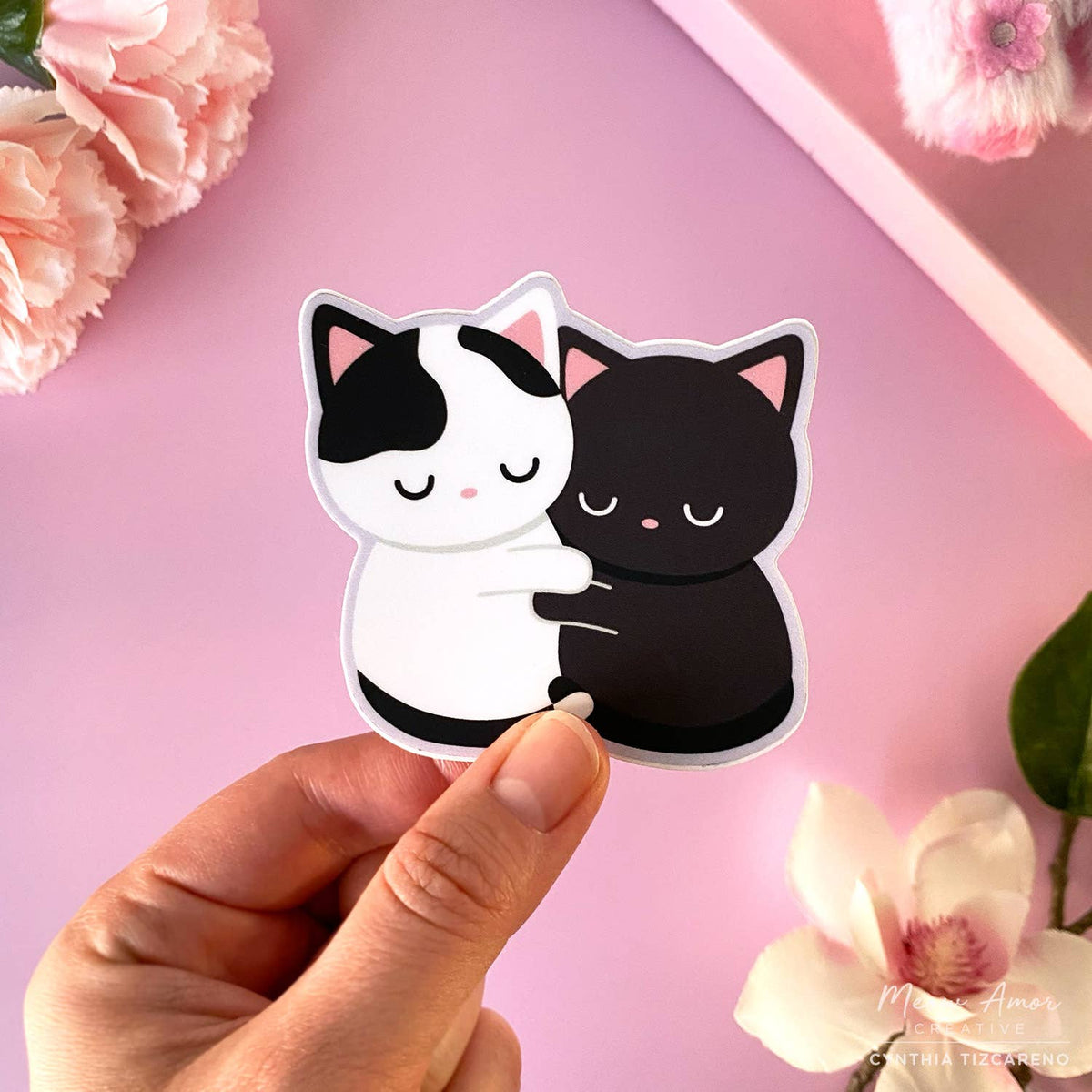 Hugging Cats Vinyl Sticker