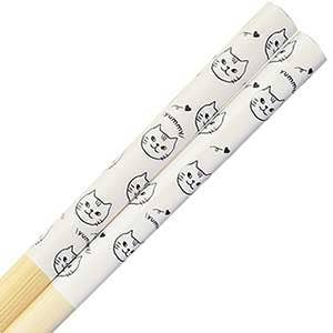 Yummy Cat White Bamboo Chopsticks