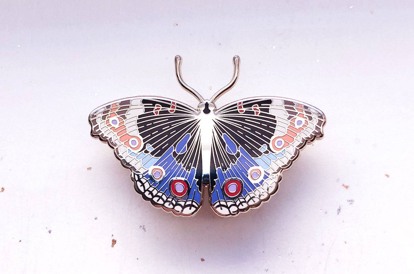 Blue Pansy Butterfly (Junonia orithya) Enamel Pin