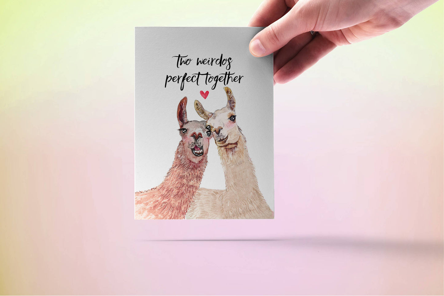 Two Weirdo Llamas Couple Greeting Card