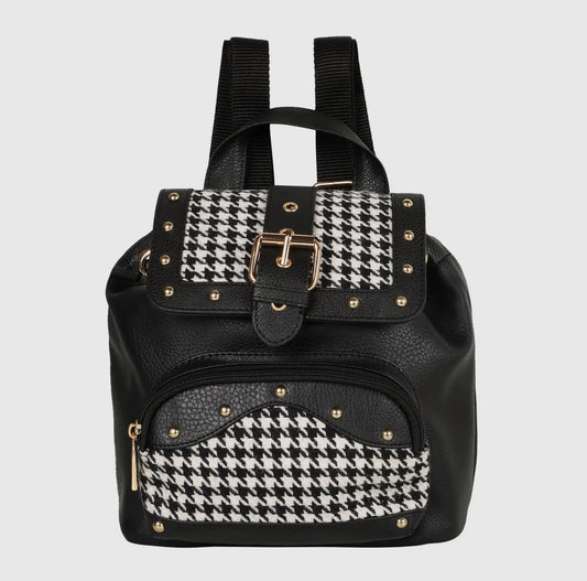 Millie Houndstooth Print Mini Backpack