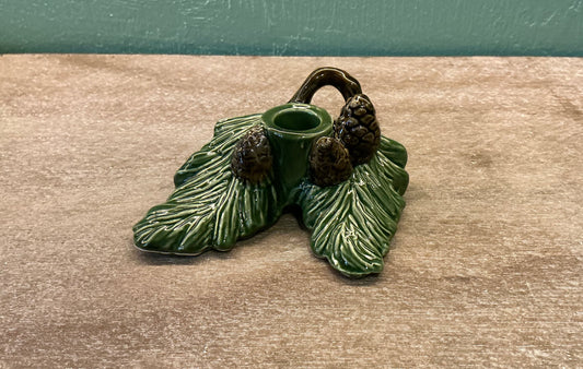 Ceramic Candlestick Holder - Pine Tree Branch