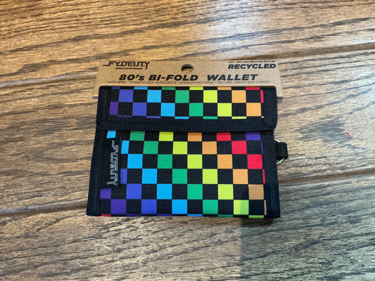 80s Recycled RFID Data Protection Wallet - Black Rainbow
