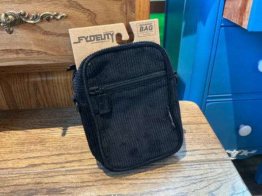 Black Corduroy Crossbody Brick Bag