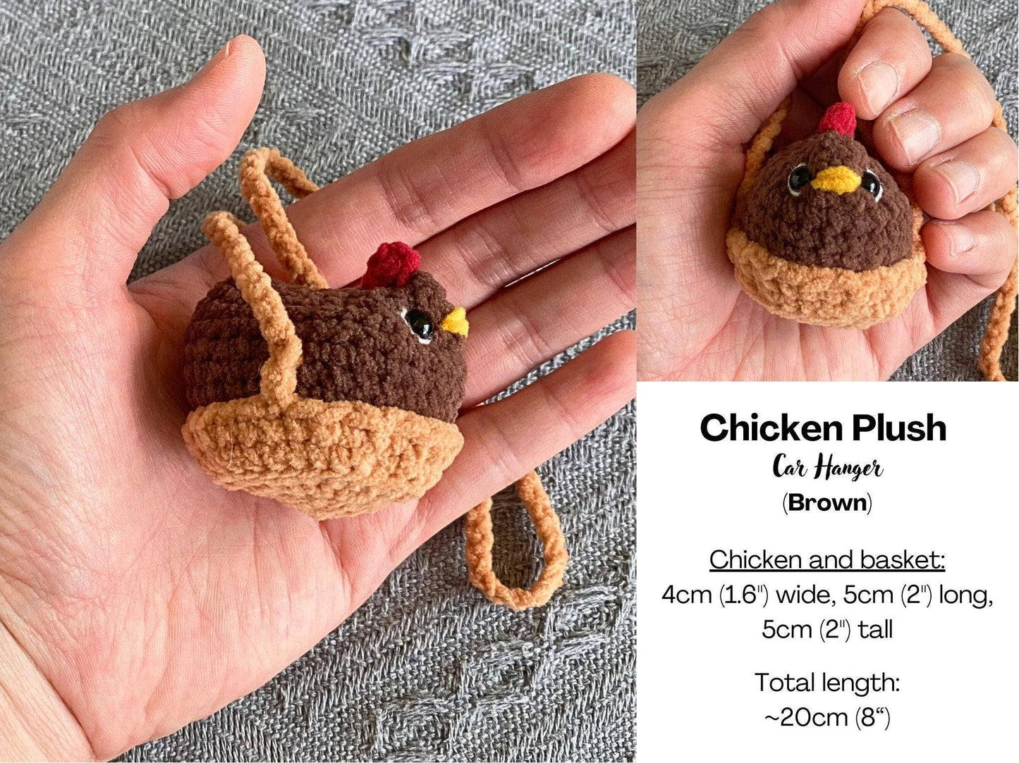 Crochet Chicken Car Hanger, Cute Amigurumi Chicken On Swing