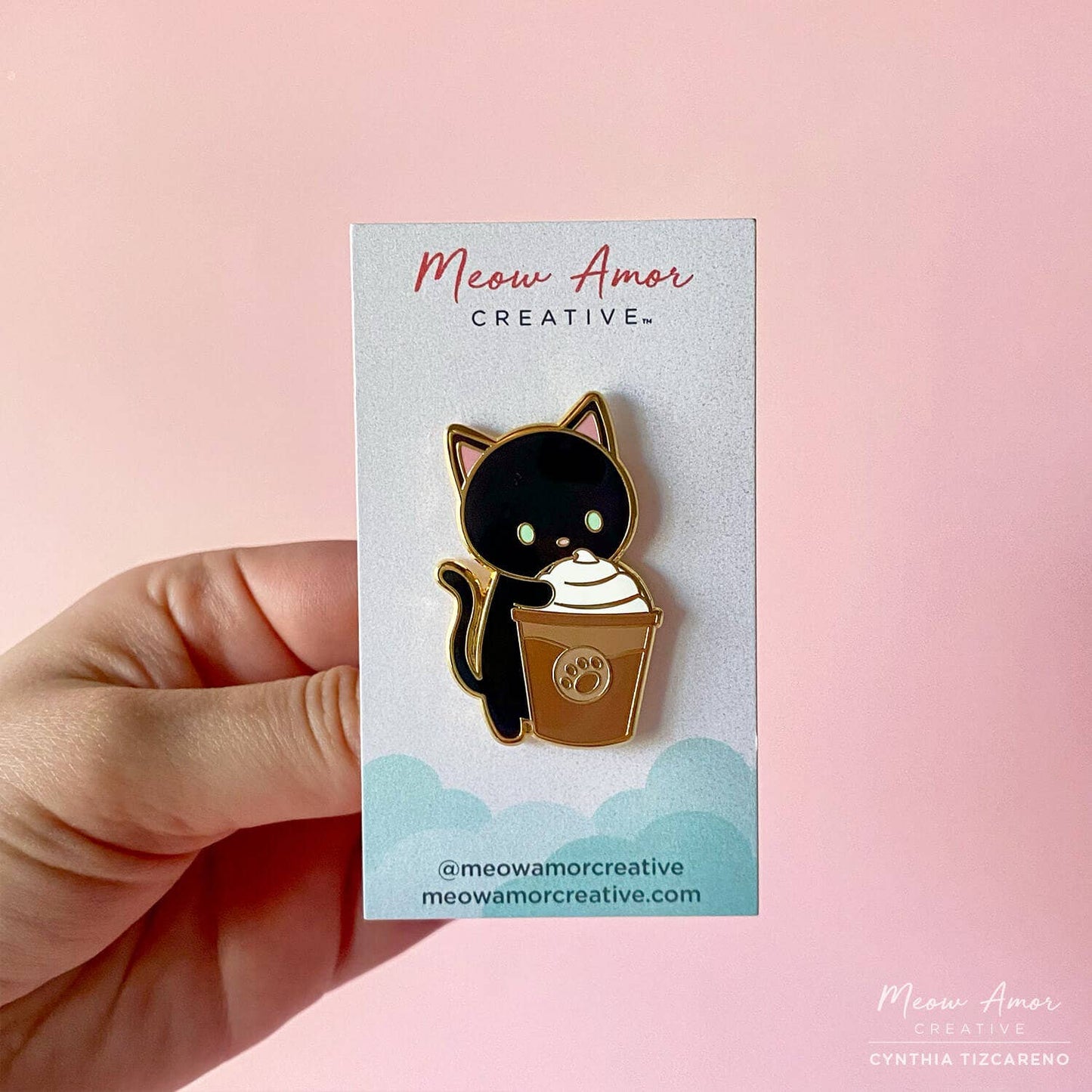 Black Cat Coffee Enamel Pin