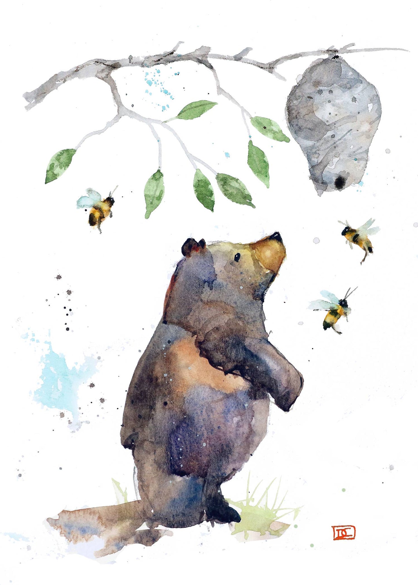 Bear and Beehive 5x7" Greeting Card