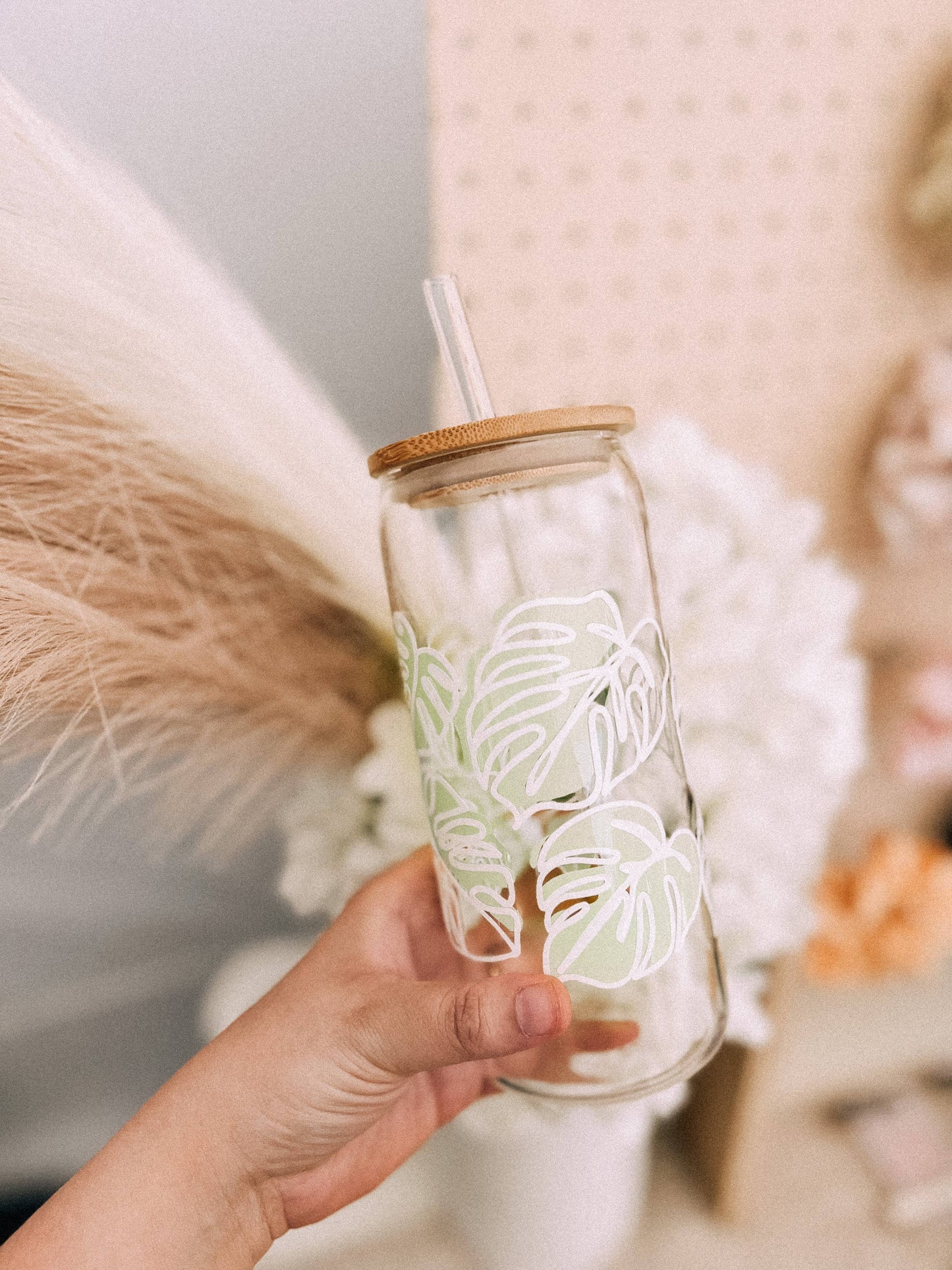 Monstera Cup Iced Coffee Glass