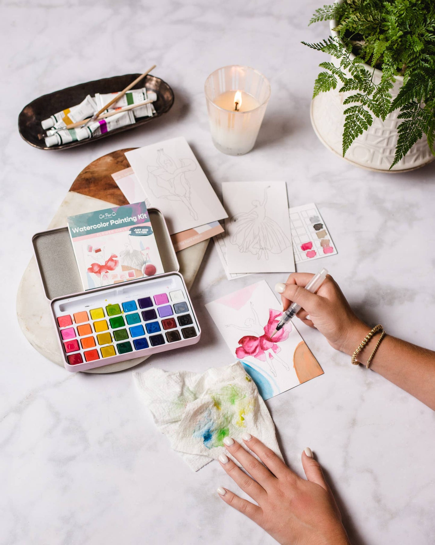 Retro Christmas watercolor painting kit