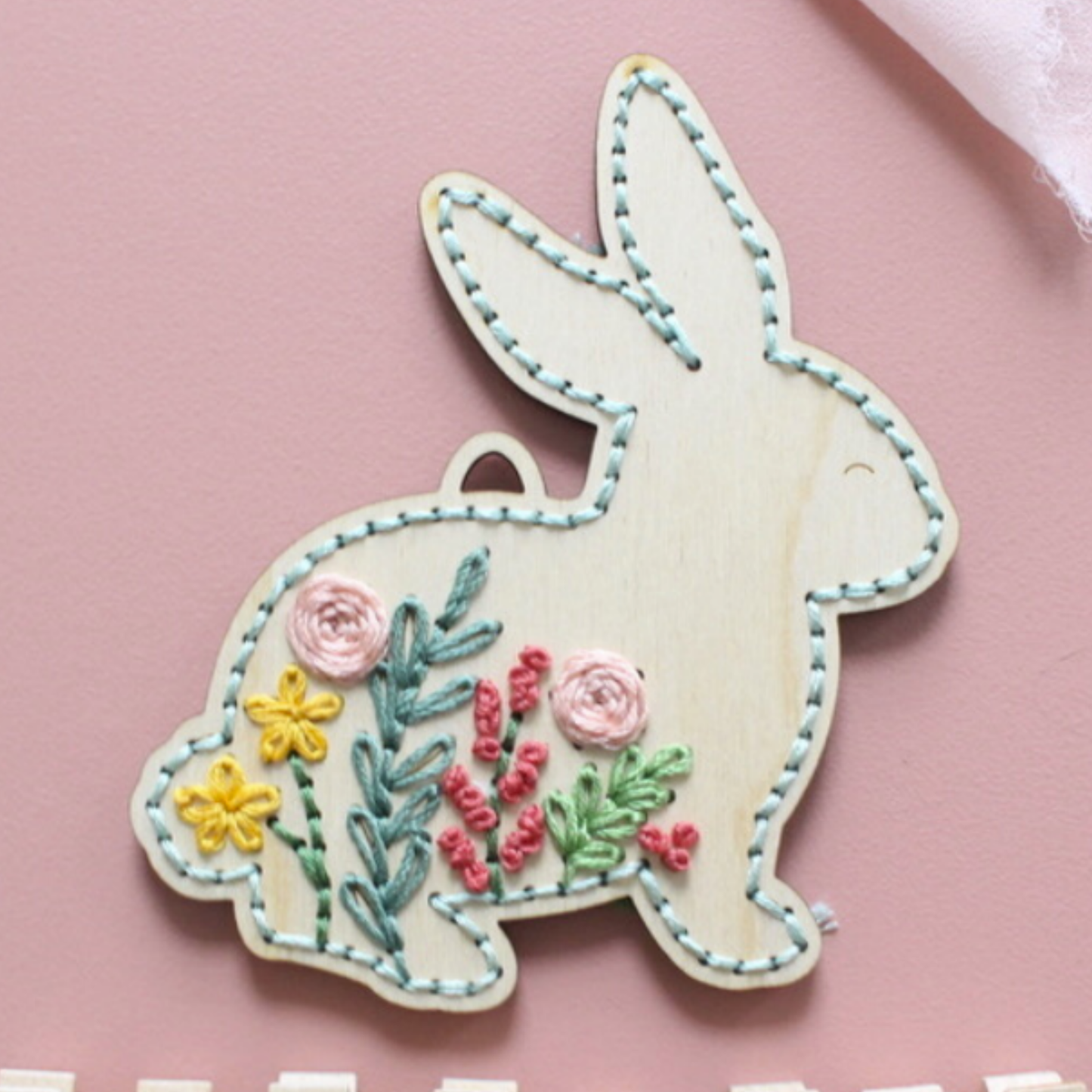 Spring Bunny - DIY Wood Embroidery Kit