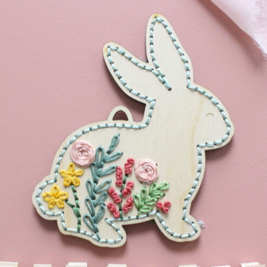 Spring Bunny - DIY Wood Embroidery Kit