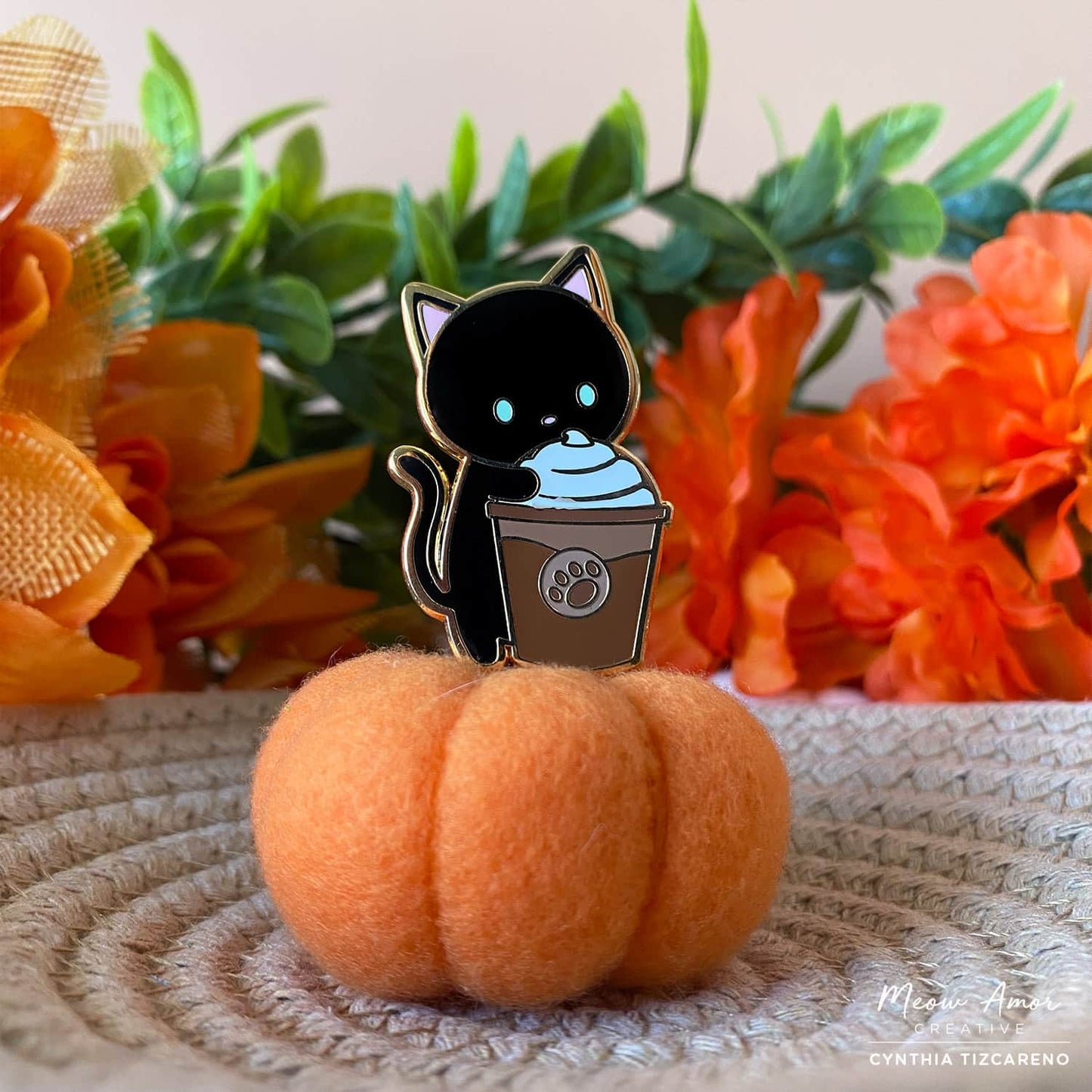 Black Cat Coffee Enamel Pin