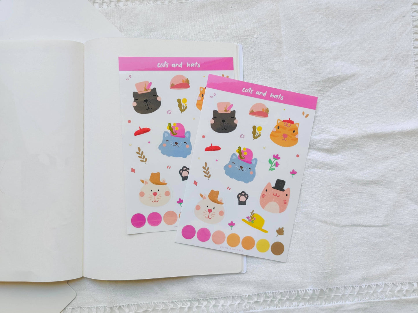Cats in Hats Sticker Sheet with Cute Cats for Cat Lady