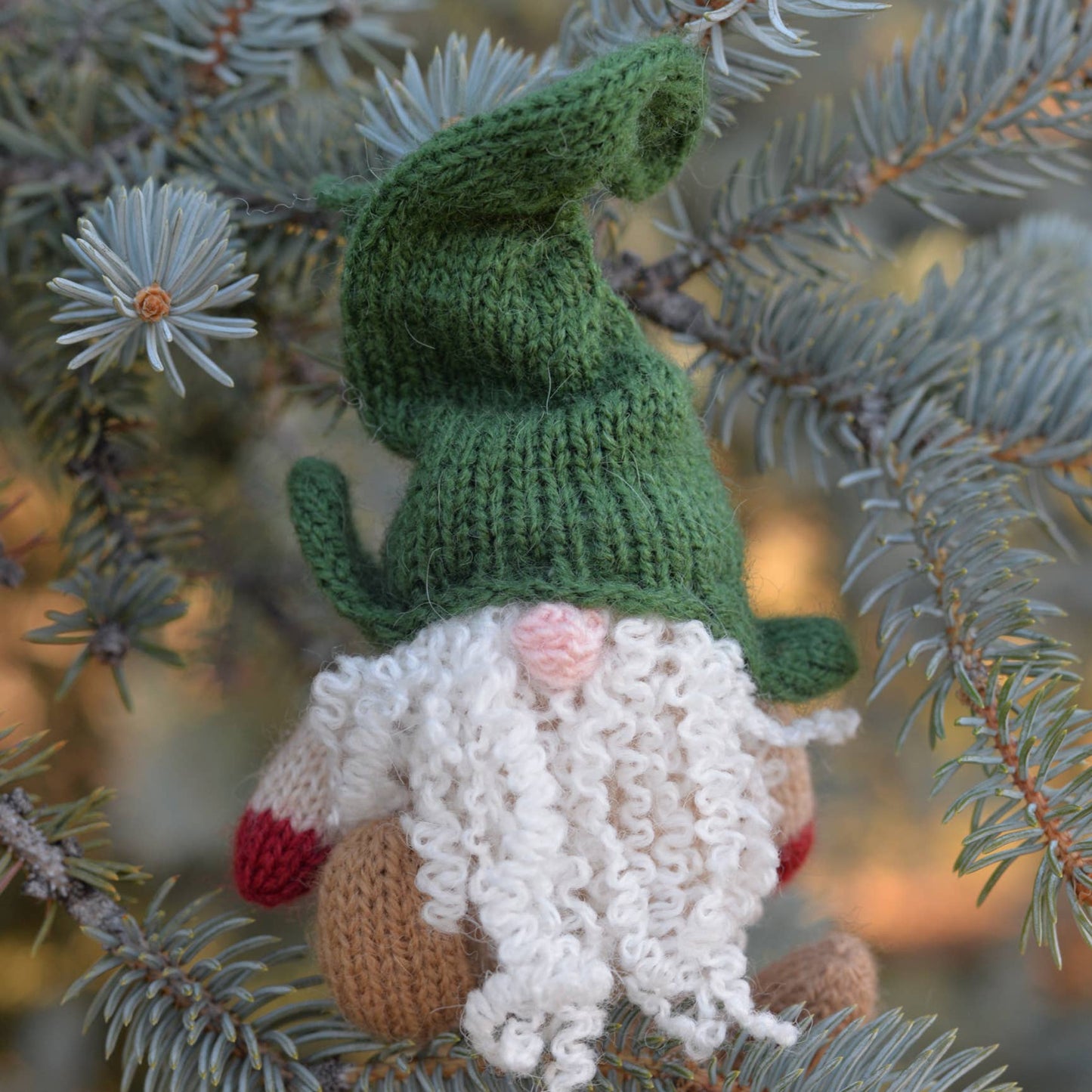 Handmade Knit Gnome Holiday Ornament - Fair Trade