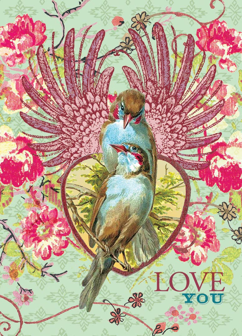 Love You Birds Valentine Greeting Card