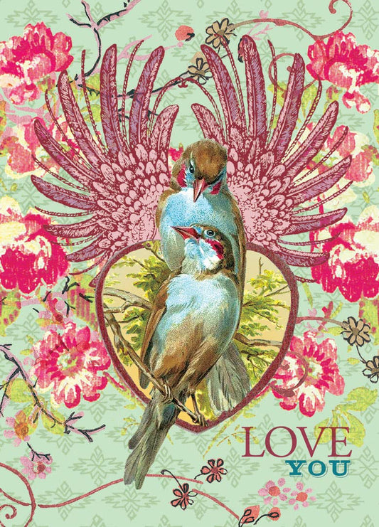Love You Birds Valentine Greeting Card