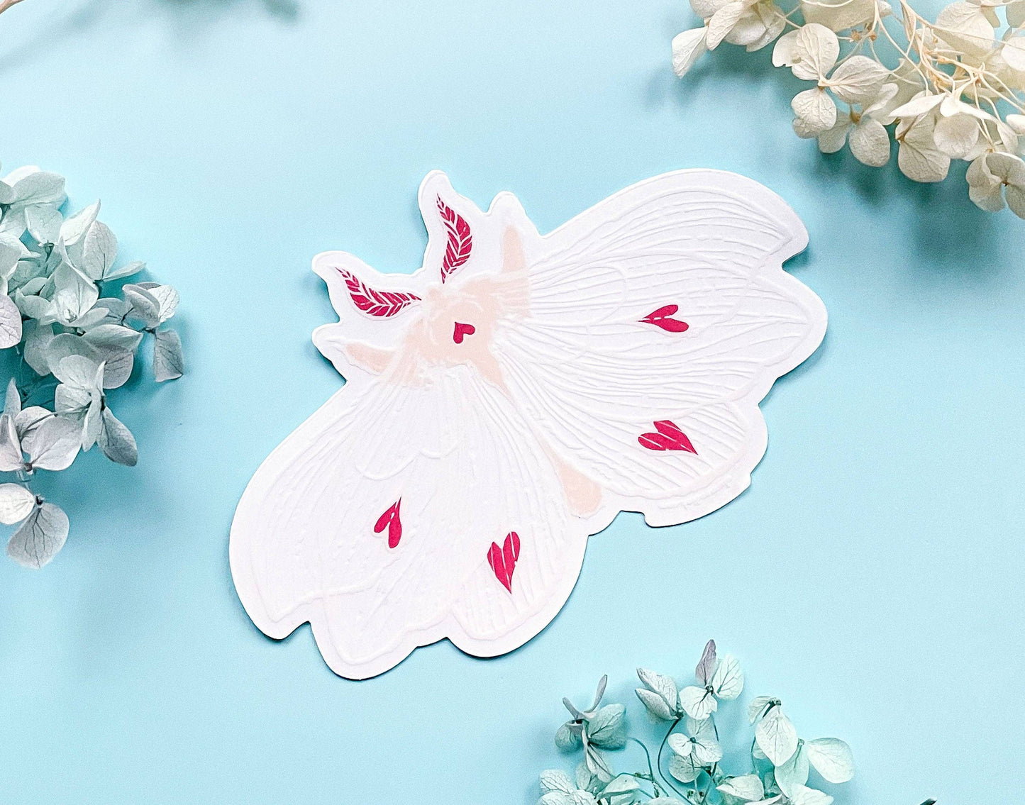 Transparent Ghost Heart Moth Sticker
