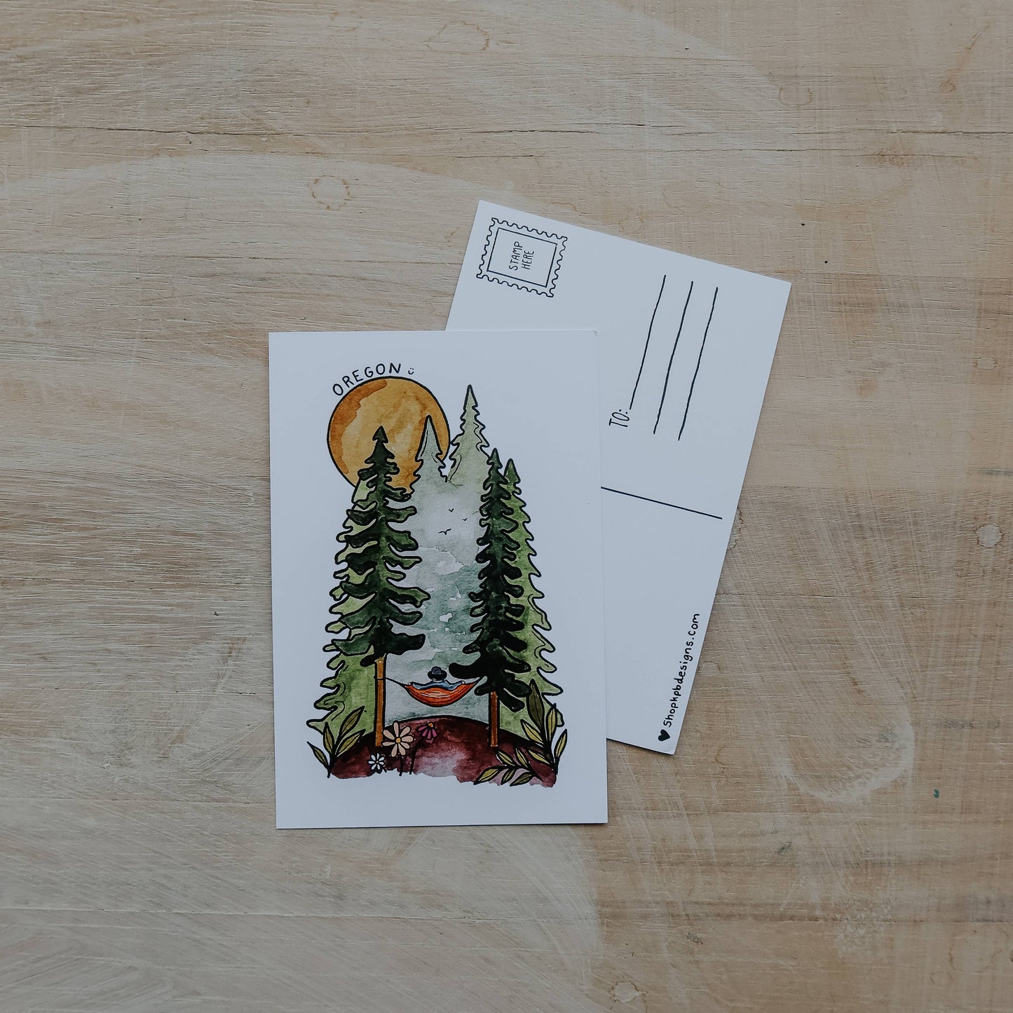 Oregon Trees and Hammock Postcard