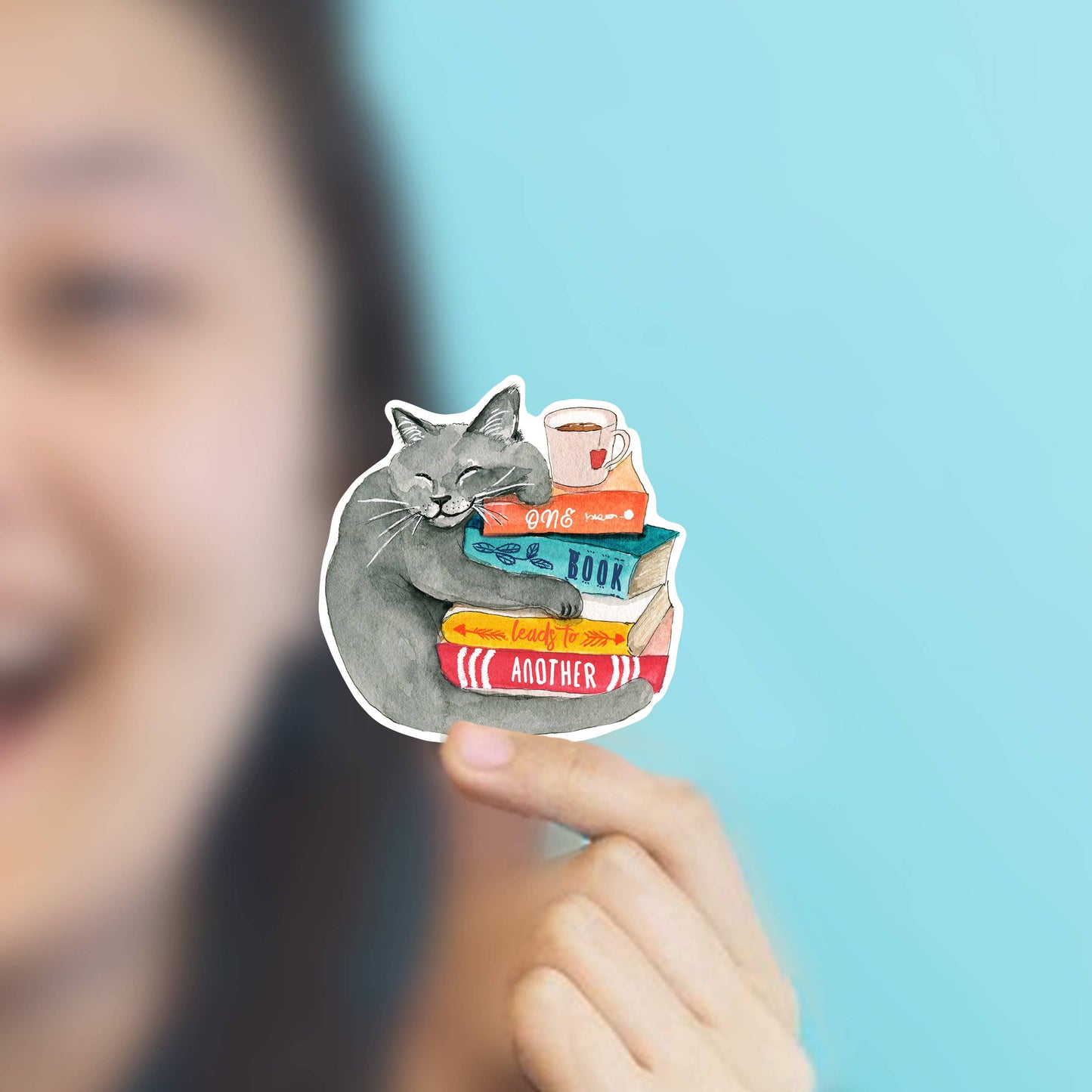 Book Lover Cat Sticker