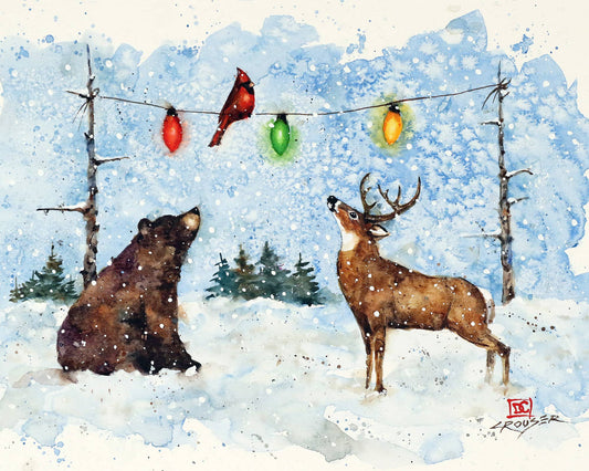 Bear, Deer, & Cardinal 5x7" Greeting Card