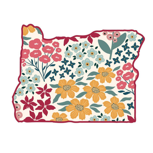 Oregon Floral State Shape Sticker