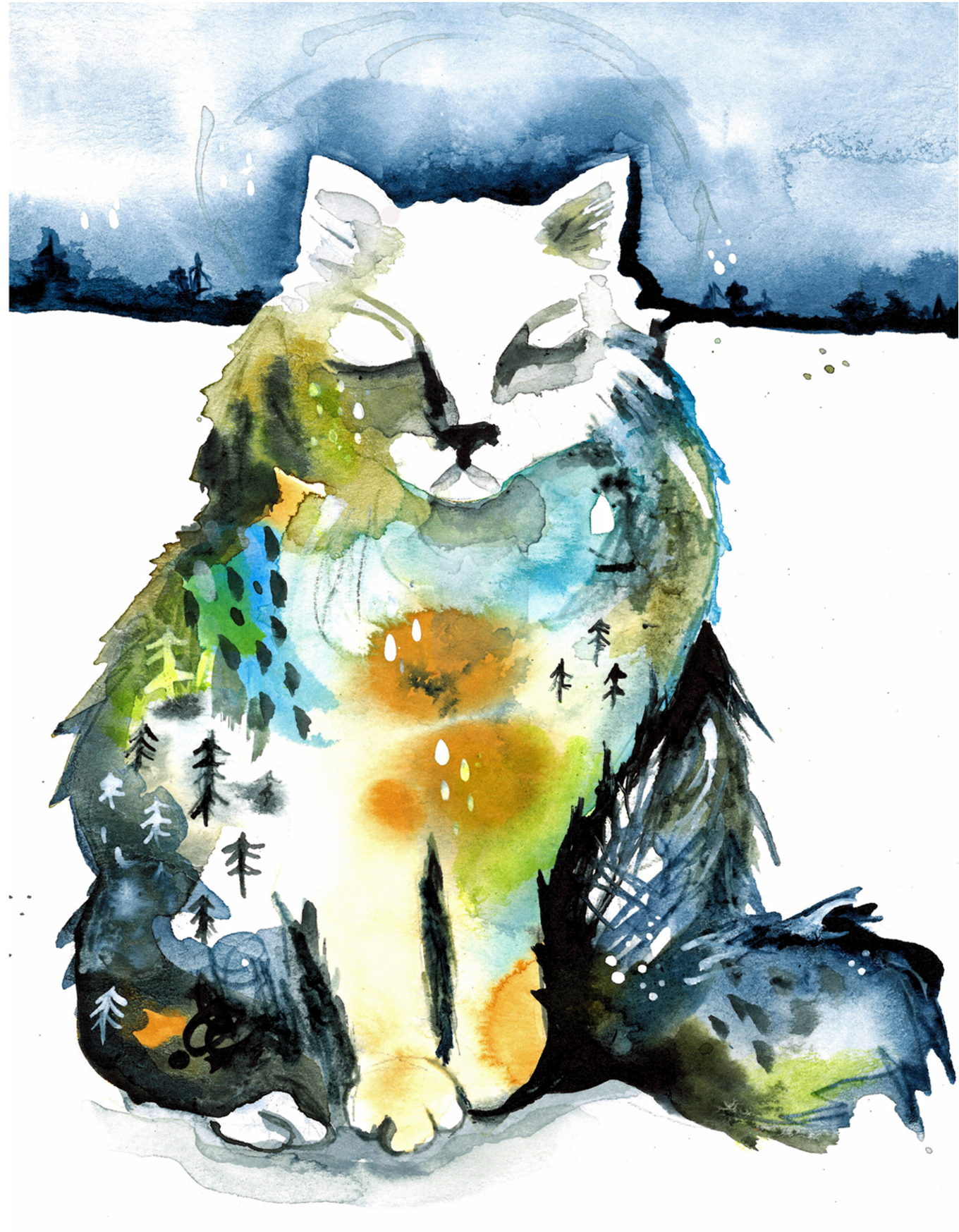 “Snow Cat", Blank Card